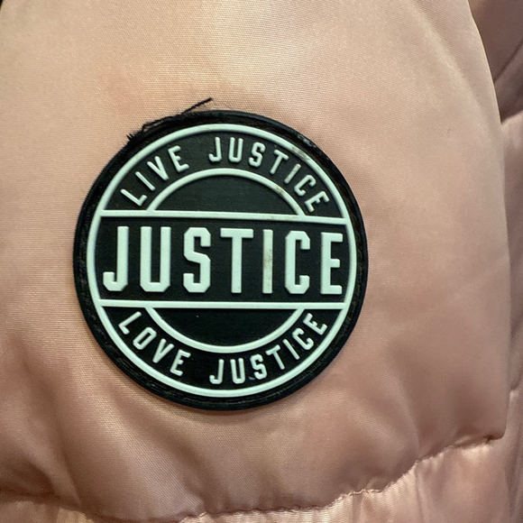 Girls Justice Pink Puffer Jacket with Faux Fur Hood 18/20 - Picture 5 of 6